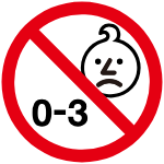 禁止標(biāo)志，標(biāo)有0-3和兒童頭像，表示磁鋼不適合低齡兒童使用